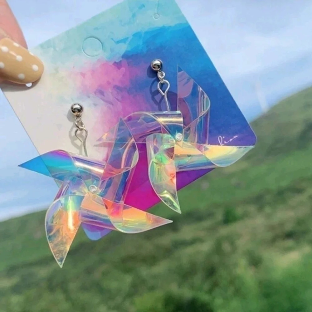 Cute unique windmill multi color new earrings jewelry silver plated dangle ear - Picture 2 of 4